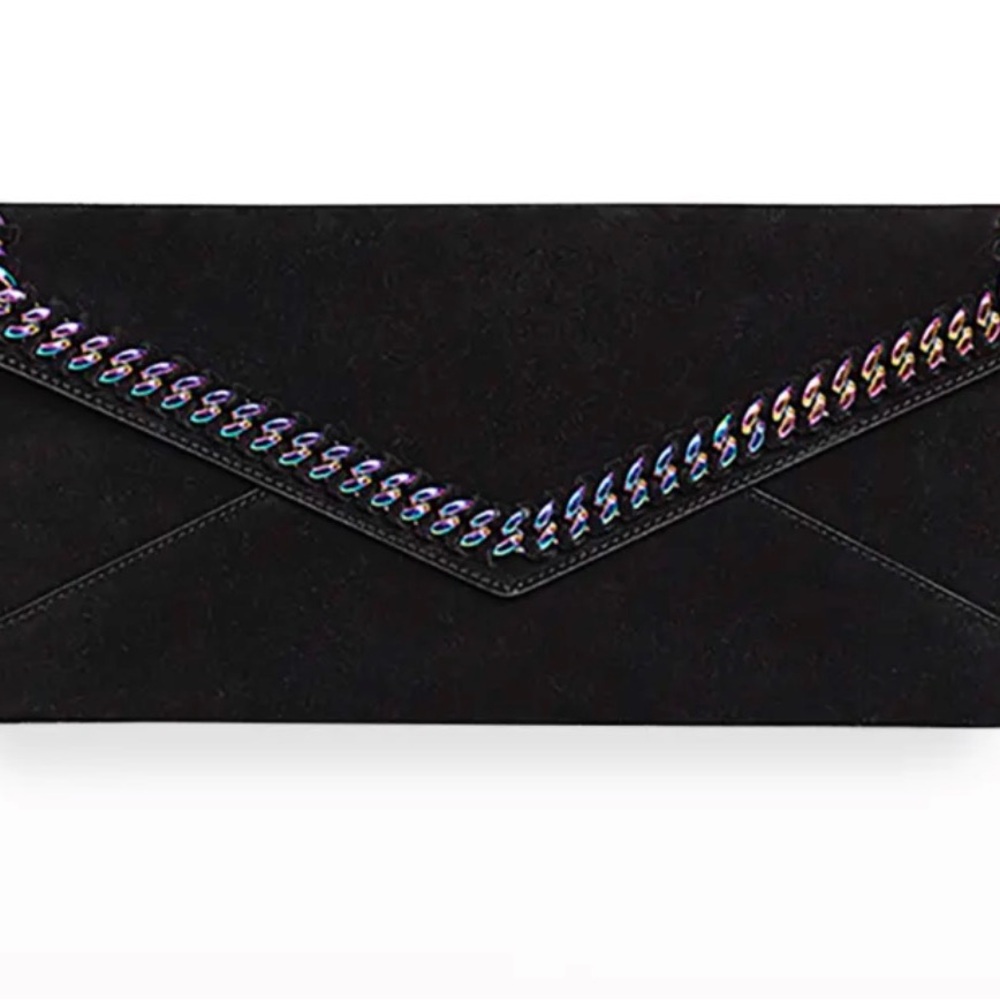 Rebecca Minkoff Black Suede Clutch with Chain Detail